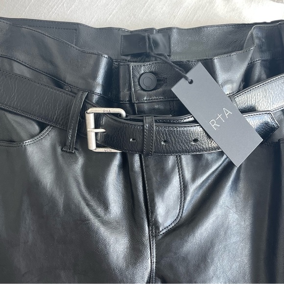 RtA belted leather straight trousers cropped - Picture 5 of 8